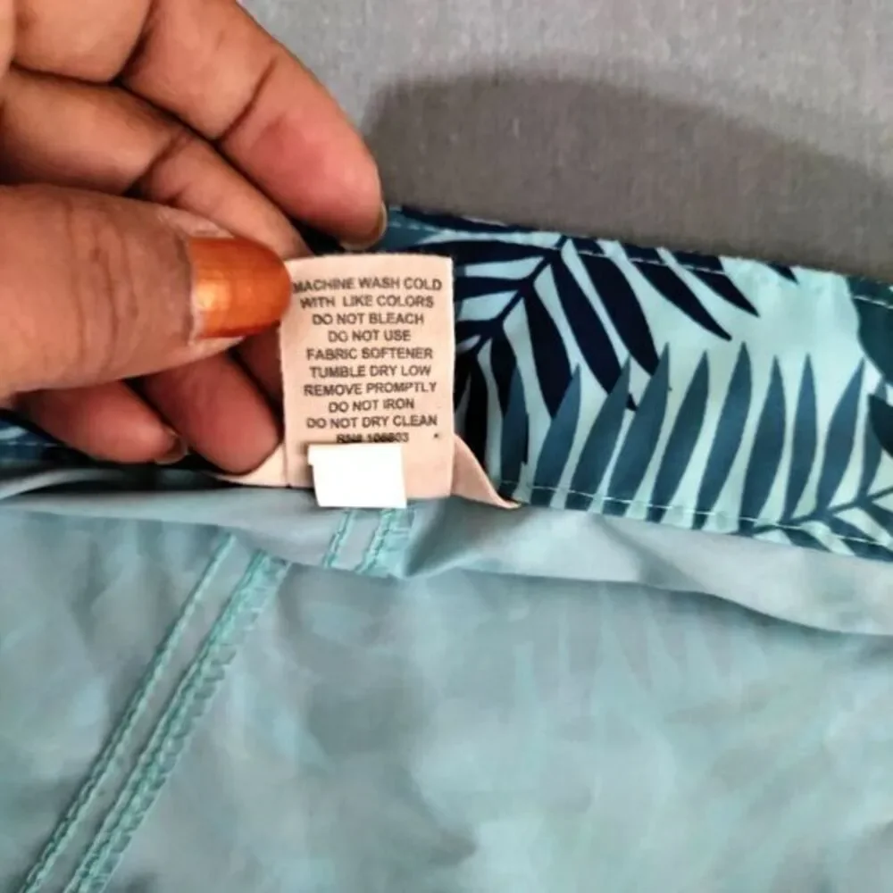 Duluth Trading Flex‎ Bull Blue Palm Leaf Nanotex Surf Swim Resort Shorts Men 46